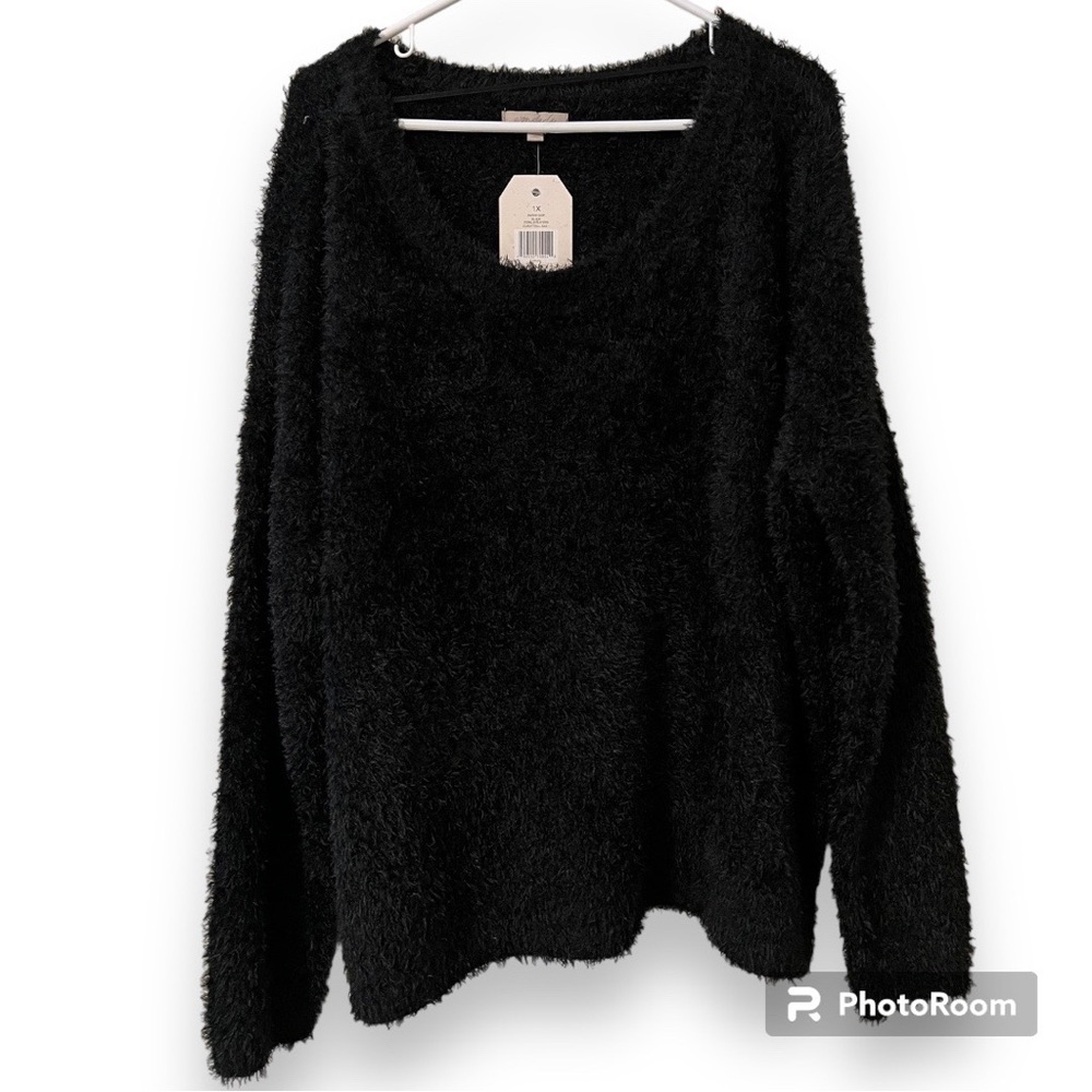 Wonderly plus size 1X women’s black curvy core sweater super soft round neck NWT